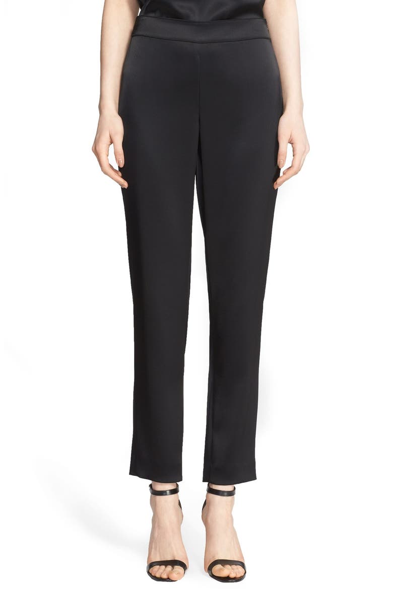 Collection Emma Satin Ankle Pants, Main, color, CAVR CAVIAR