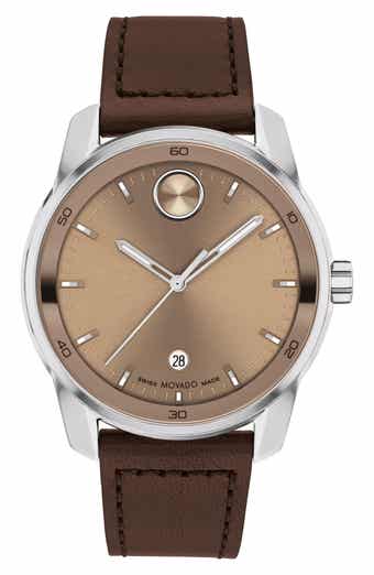 Bold Verso Leather Strap Watch, 42mm