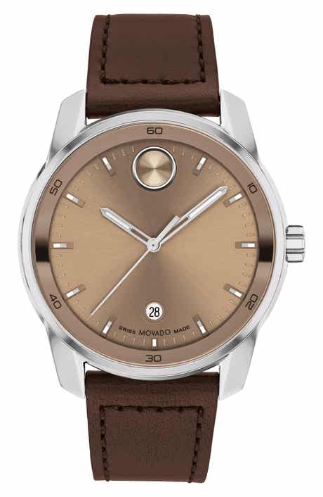 Bold Verso Leather Strap Watch, 42mm