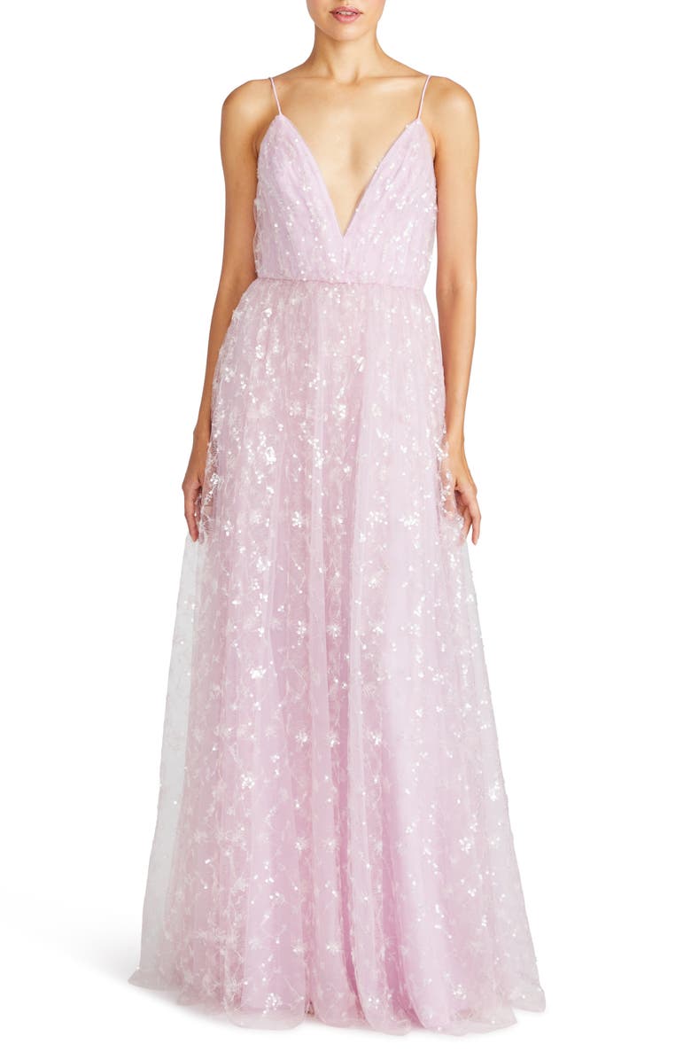 ML Monique Lhuillier Layla Lace Gown, Main, color, 