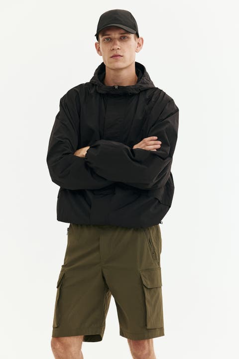 Regular-fit nylon cargo shorts