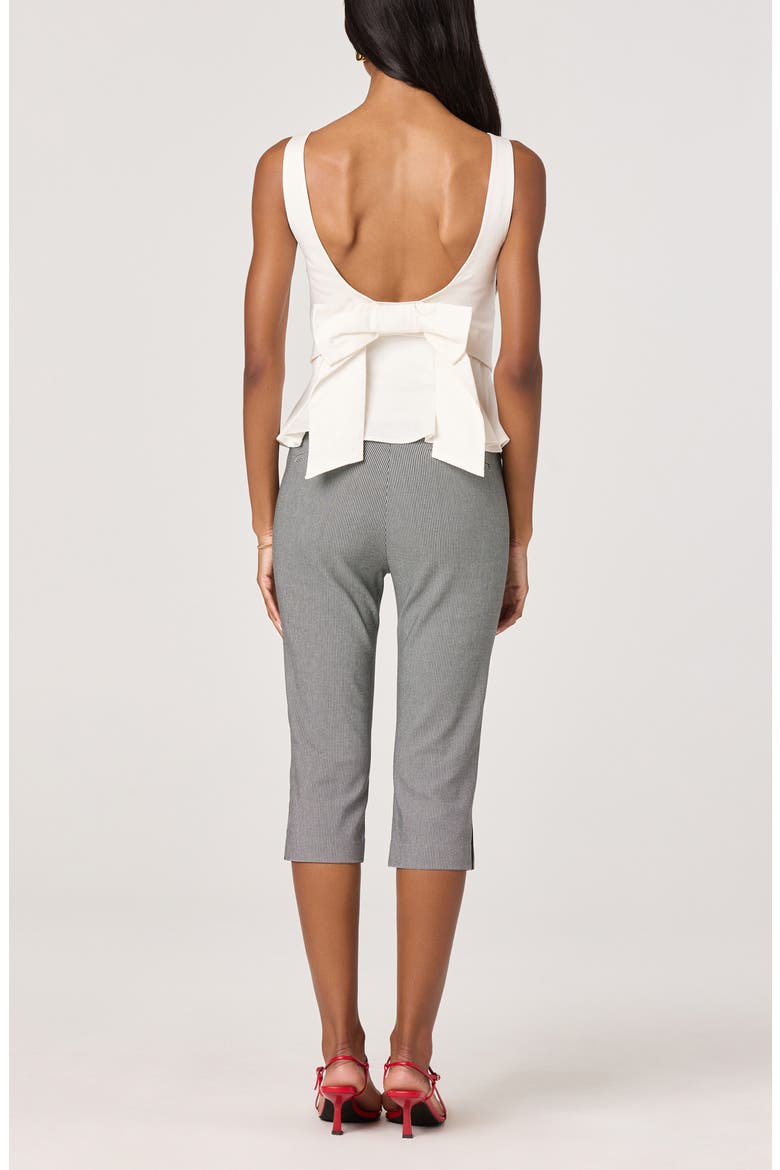 Viki Back Bow Stretch Cotton Peplum Top, Alternate, color, WHITE