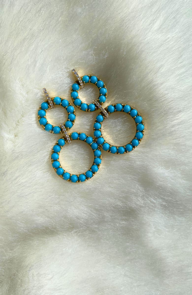 GOSHWARA Turquoise Cabochon & Diamond Circle Drop Earrings, Alternate, color,