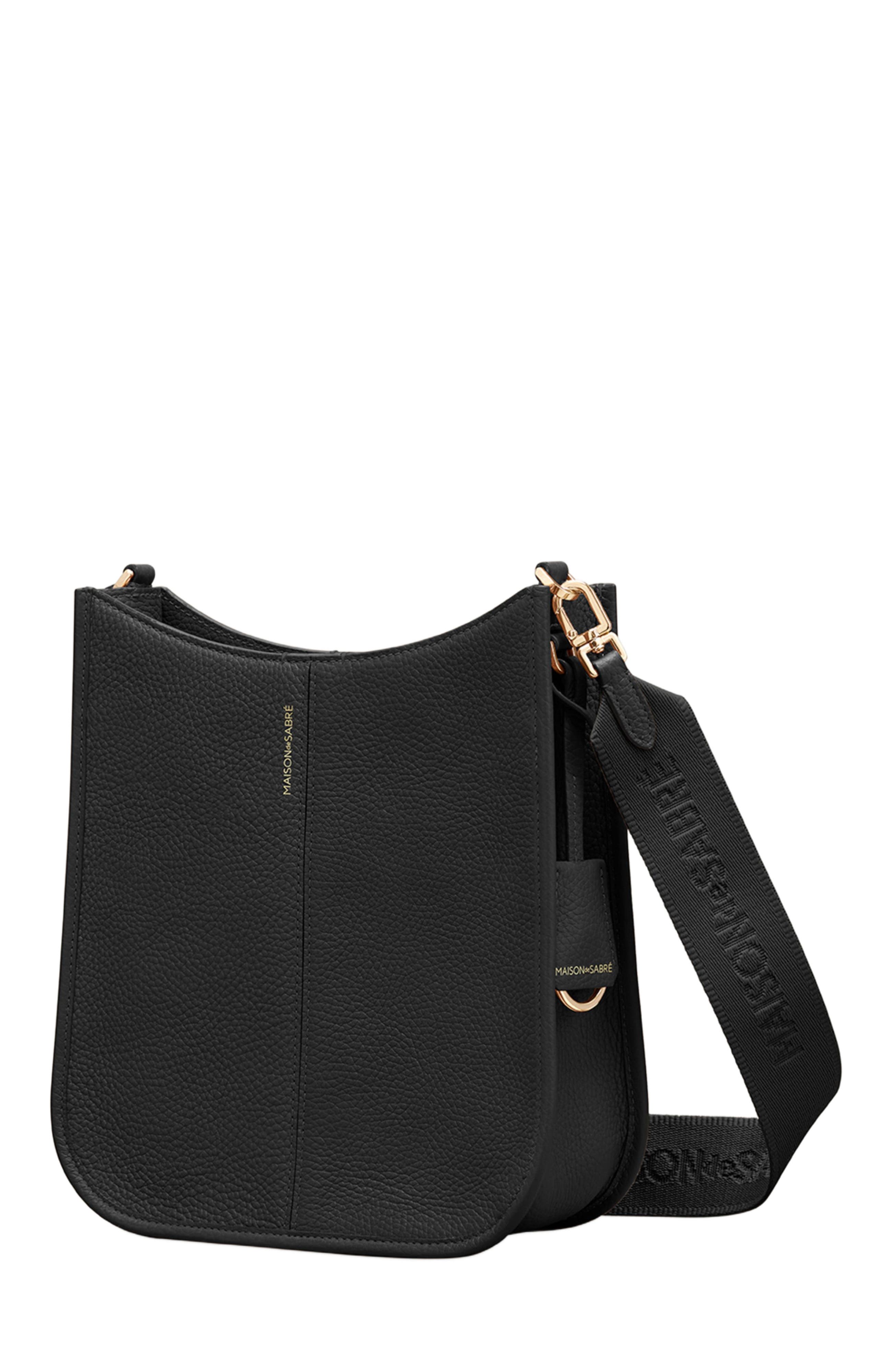 MAISON de SABRÉ Leather Saddle Bag, Alternate, color, Black Caviar