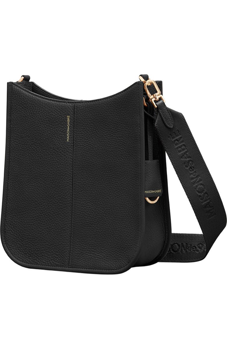 MAISON de SABRÉ Leather Saddle Bag, Alternate, color, Black Caviar