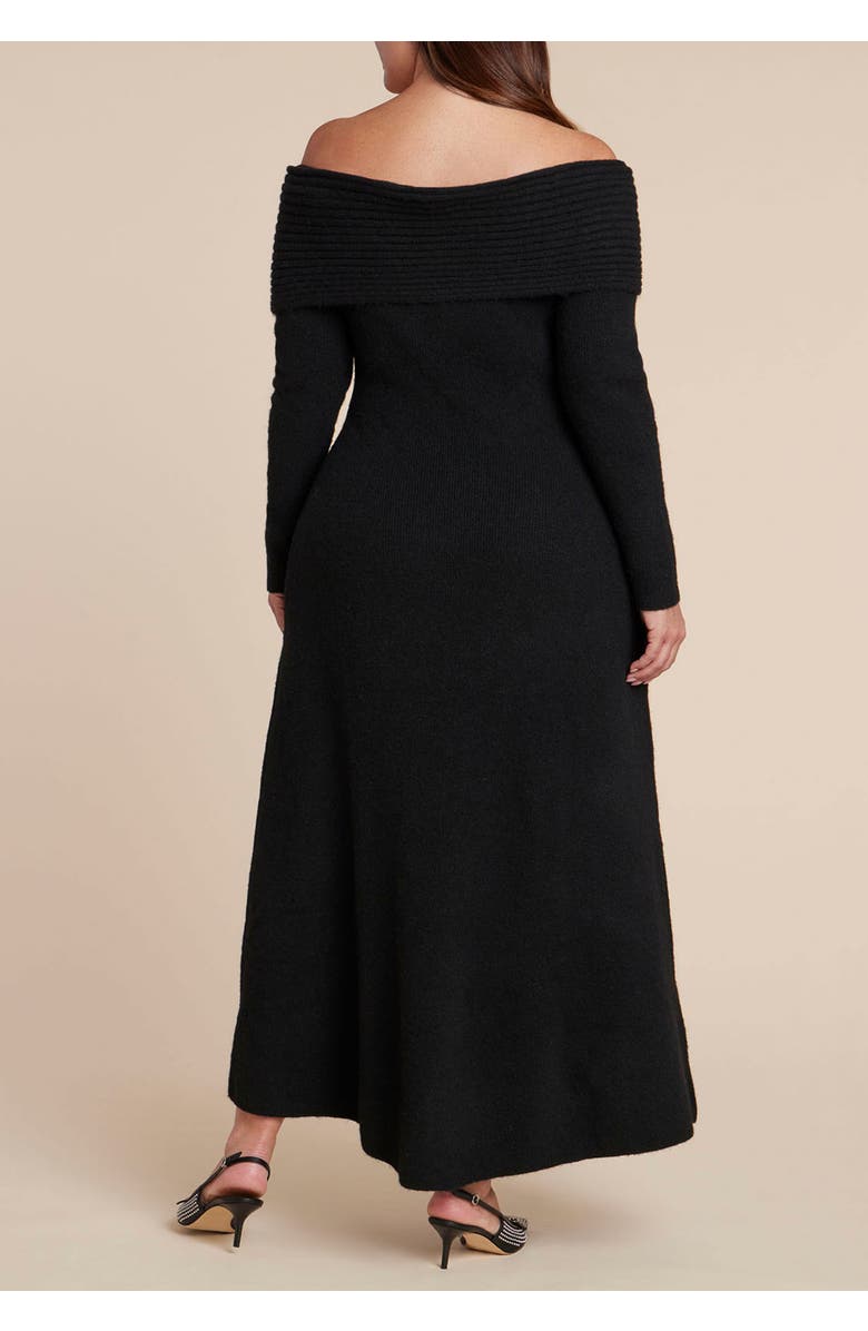 ELOQUII Brooch Sweater Dress, Alternate, color, Black Onyx