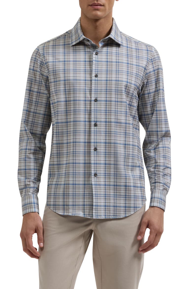 James Plaid Long Sleeve Button Up Shirt, Main, color, SAND