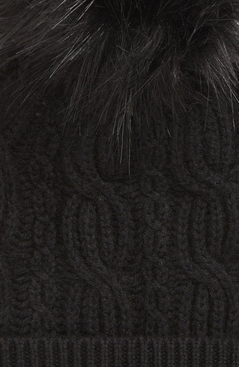Nordstrom Wool & Recycled Cashmere Faux Fur Pom Beanie, Alternate, color, 