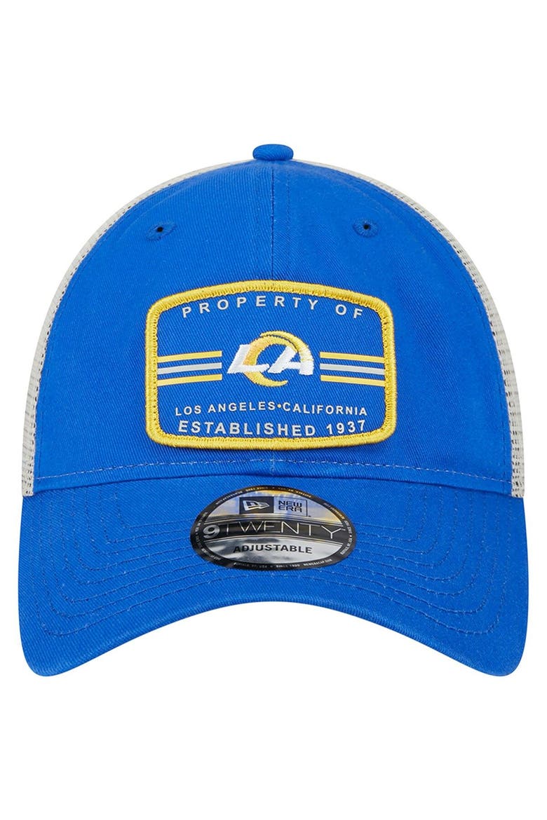 Men's New Era  Royal Los Angeles Rams Property Trucker 9TWENTY Adjustable Hat, Alternate, color, Royal