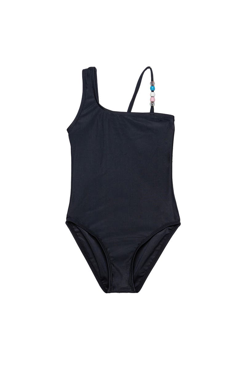 Gottex Kids Sun Beading Asymmetrical Beaded One Piece, Main, color, Black