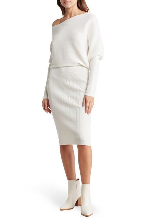 Blair Ottoman Off-the-Shoulder Long Sleeve Sweater Dress