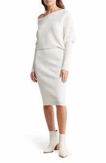 Love By Design Blair Ottoman Off-the-Shoulder Long Sleeve Sweater Dress