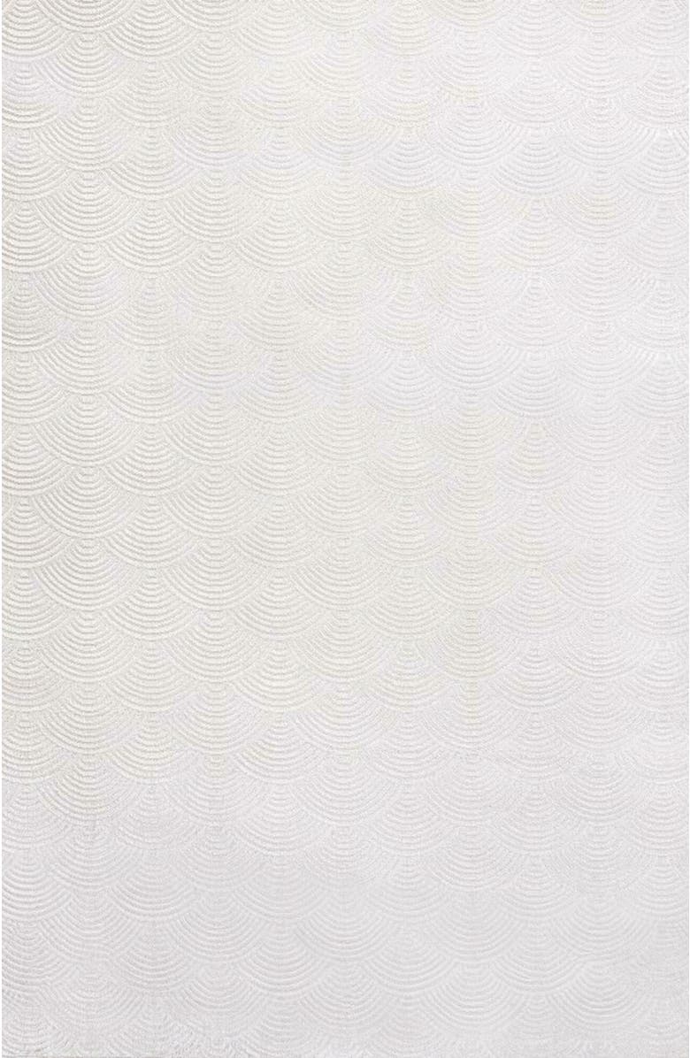 JONATHAN Y Porter Geometric Art Deco Fan Pattern High-Low Area Rug, Main, color, White/Light Gray