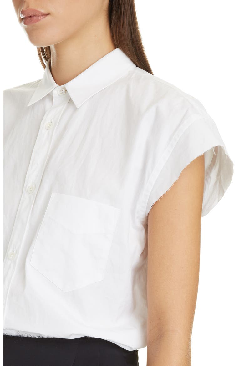 Cutoff Sleeve Cotton Poplin Shirt, Alternate, color, 100 WHITE