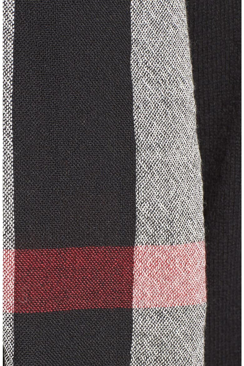 Check Merino Wool Scarf (Nordstrom Exclusive), Alternate, color, BLACK
