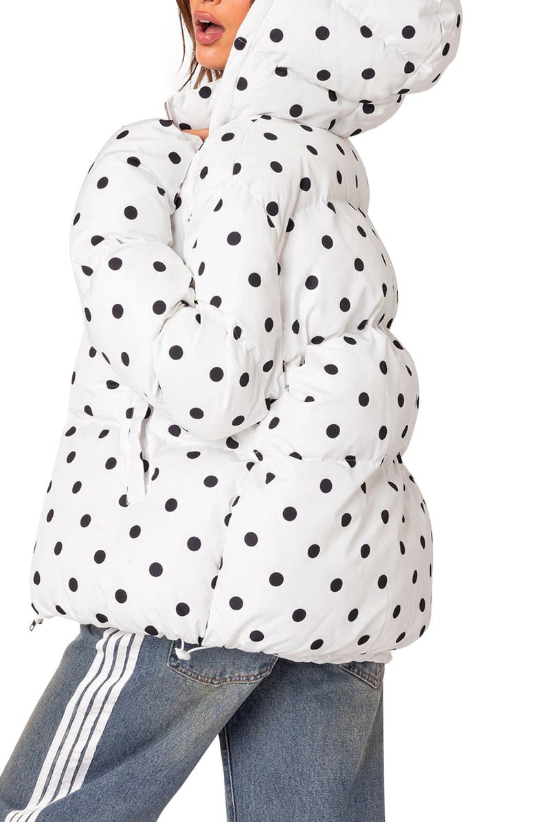 EDIKTED Marcey Polka Dot Puffer Jacket, Alternate, color, 