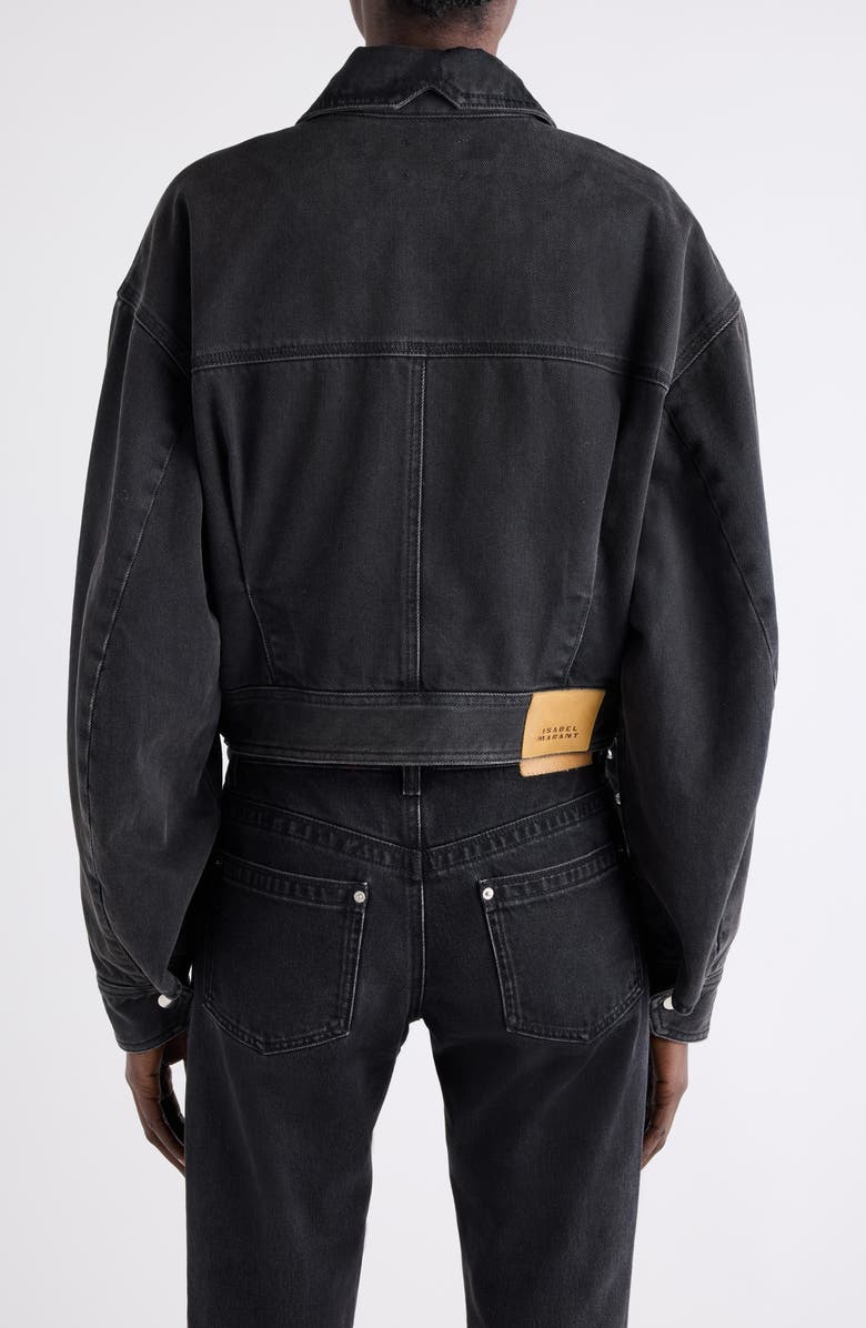 Isabel Marant Santa Crop Denim Jacket, Alternate, color, Black