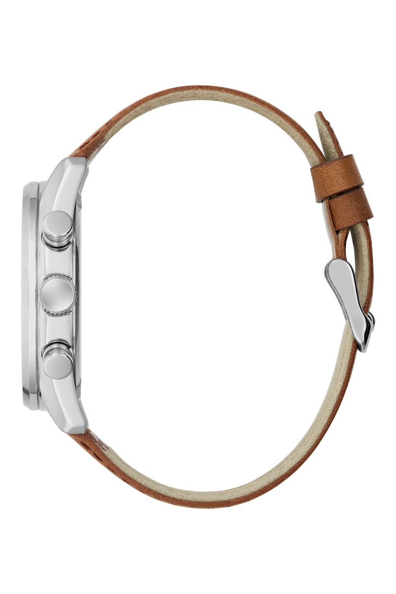 Dawson Chronograph Leather Strap Watch, 44mm, Alternate, color, BROWN