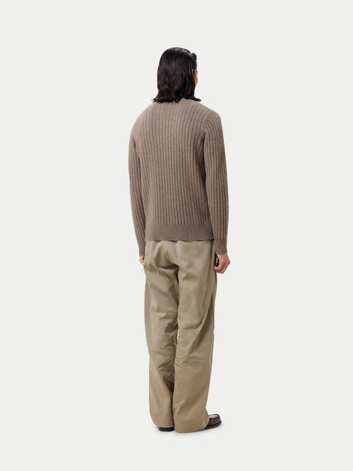 Gobi Mongolian Cashmere Organic Color Textured Knit Cashmere Sweater In Taupe