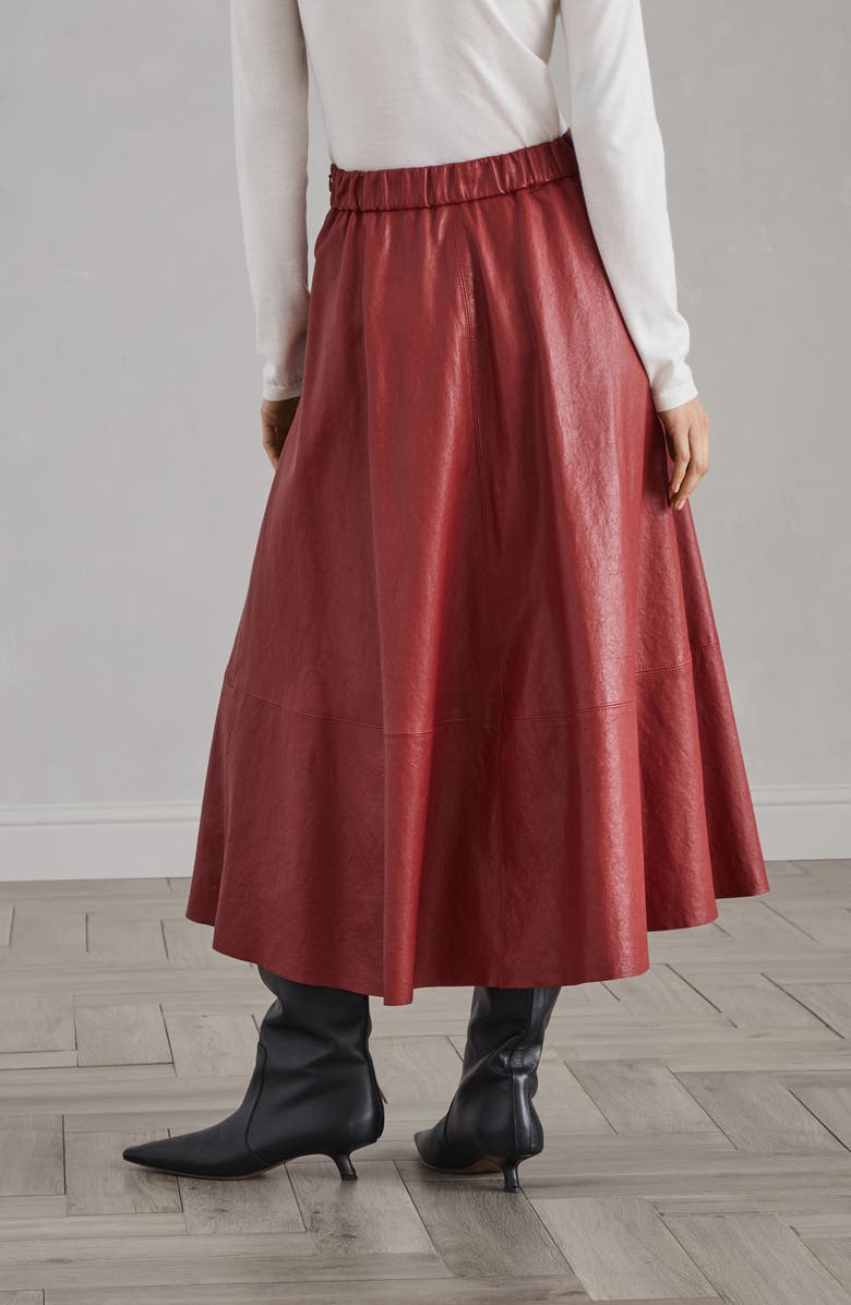Brunello Cucinelli Natural leather midi circle skirt, Alternate, color, 