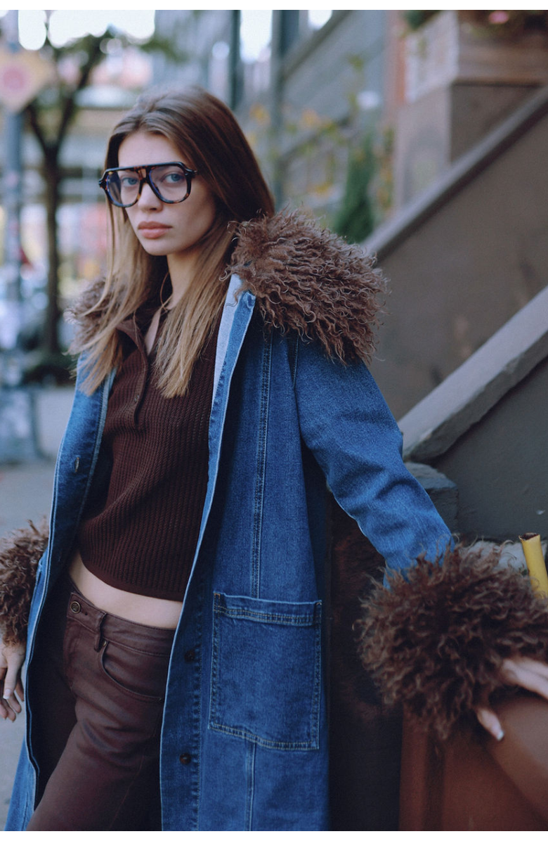 TT Studios Penny Denim Faux Fur Jacket, Alternate, color, Main St.