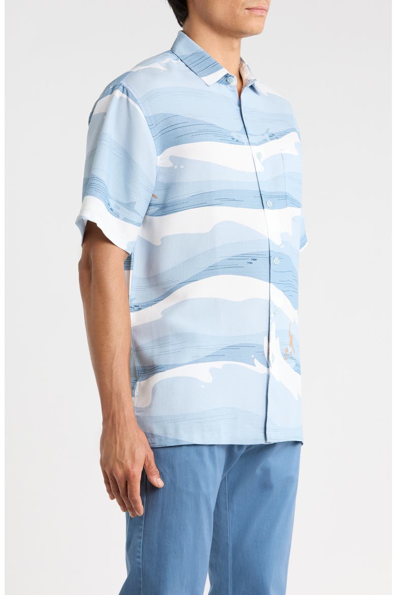 Surf Jacquard Short Sleeve Button-Up Shirt, Alternate, color, CHAMBRAY