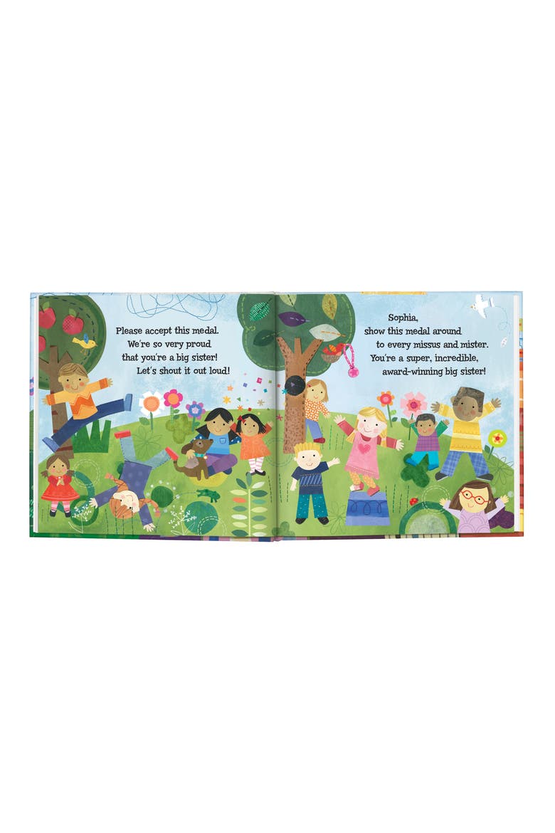 'The Super, Incredible Big Sister' Personalized Hardcover Book & Medal, Alternate, color, PINK