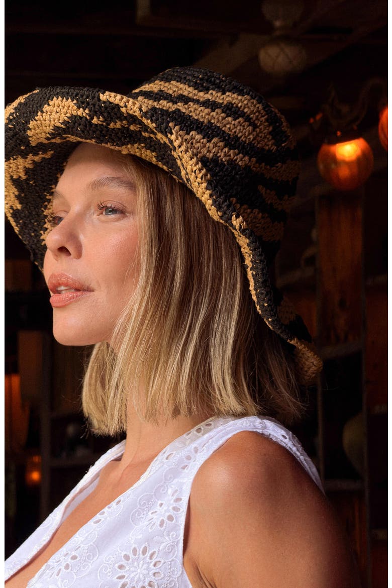 The Zenda Wide Brim Raffia Rancher Hat, Alternate, color, Black
