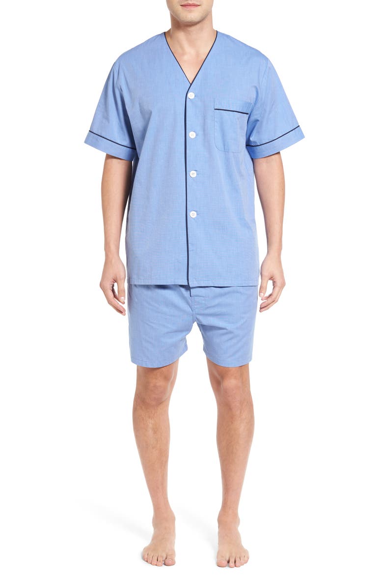 Cotton Short Pajamas, Main, color, BLUE