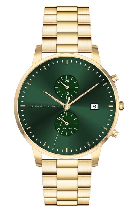 Dual Time Bracelet Watch, 42mm