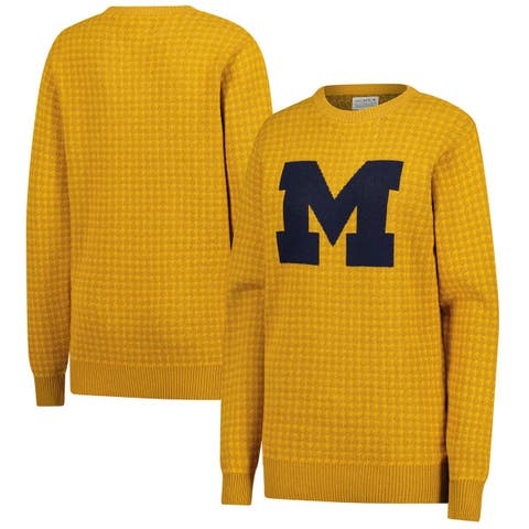 Unisex Uscape Apparel Maize Michigan Wolverines Renew Knit Vintage Houndstooth Sweater