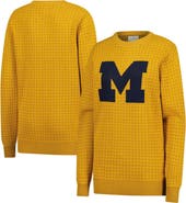Uscape Apparel Unisex Uscape Apparel Maize Michigan Wolverines Renew Knit Vintage Houndstooth Sweater