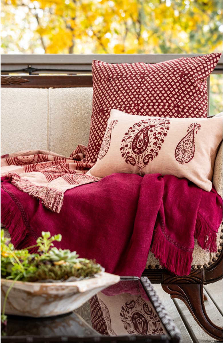 Alamwar Tashkent Plum Lumbar Pillow Cover, Alternate, color, Plum