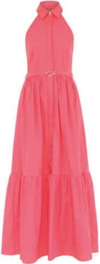The Lulo Project The Horizon Belted Ruffle Hem Sleeveless Maxi Dress