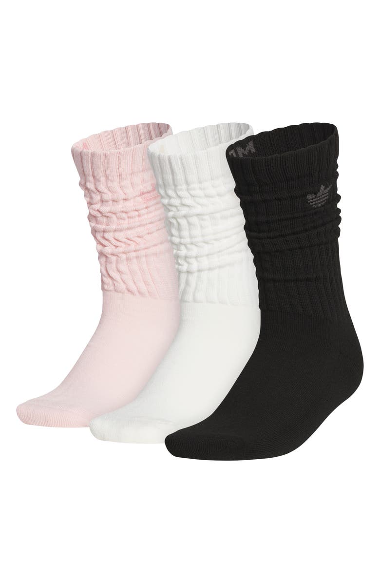 adidas Gender Inclusive Assorted 3-Pack Scrunch Crew Socks, Main, color, Sandy Pink/ Off White/ Black