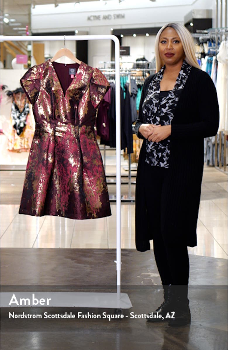 Metallic Jacquard Fit & Flare Dress, sales video thumbnail