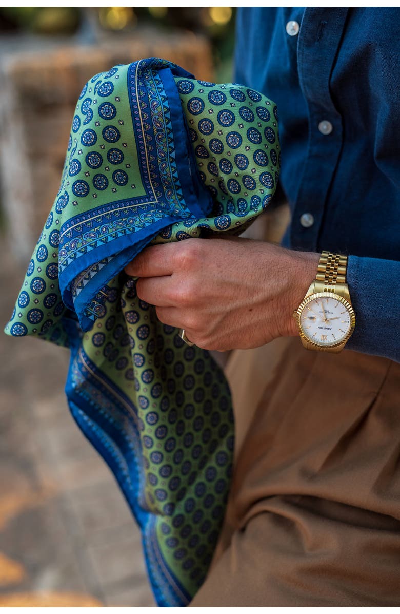 Elizabetta Imola - Silk Pocket Square for Men, Alternate, color, Pistachio