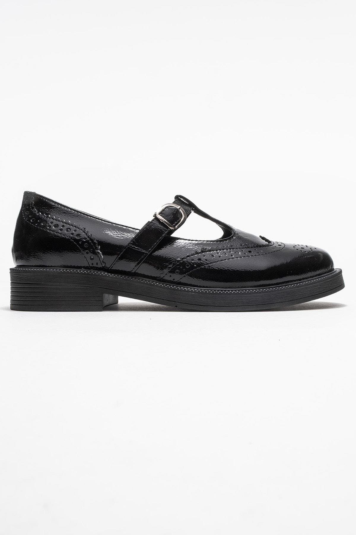 Janney Leather Strap Loafers, Alternate, color, Black Patent Leather