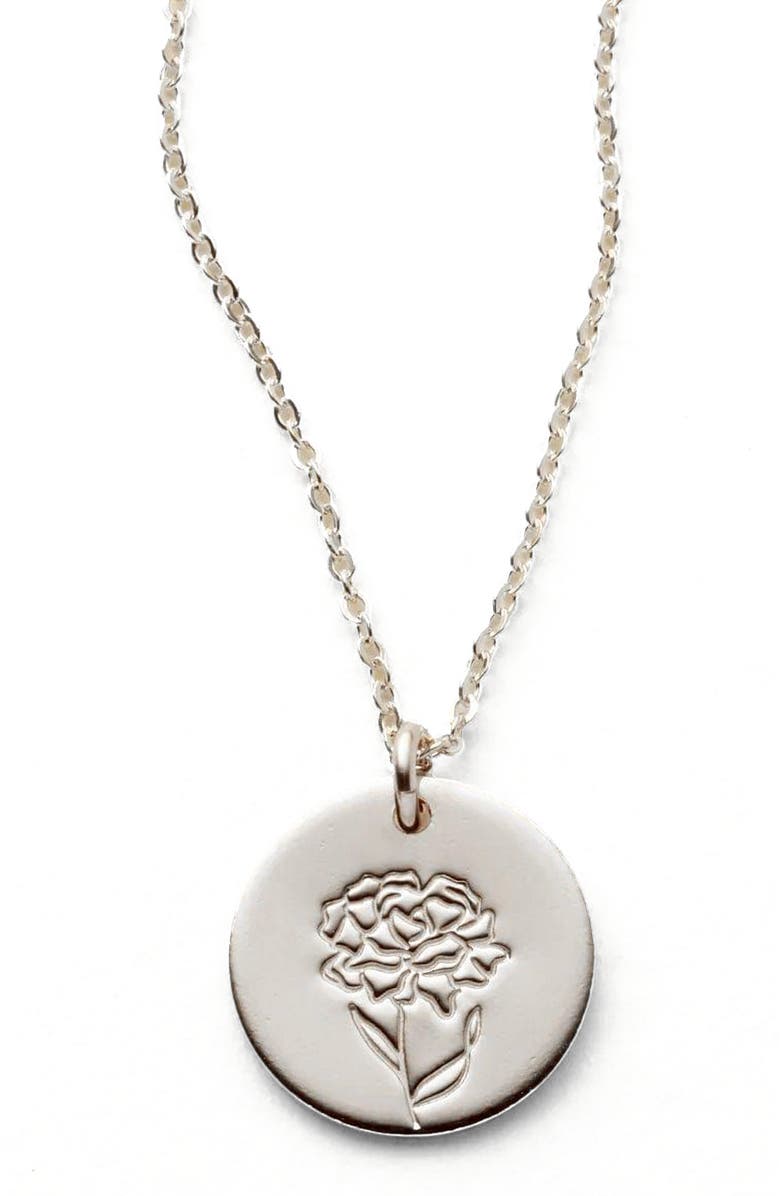 MADE BY MARY January Birth Flower Necklace, Main, color, Silver