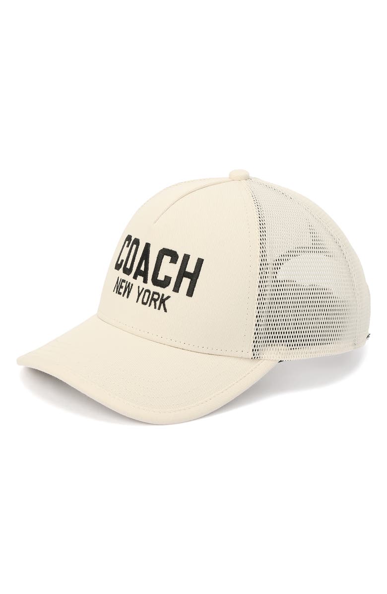 COACH New York Trucker Hat, Main, color, Chalk