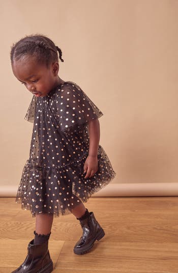 Kids' Foil Dot Tulle Party Dress