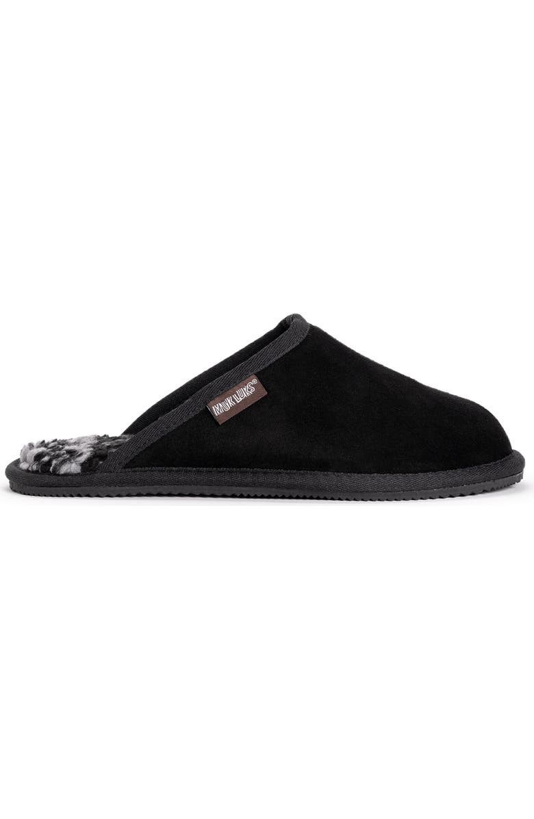MUK LUKS Dave Faux Shearling Lined Suede Slipper, Alternate, color, Black