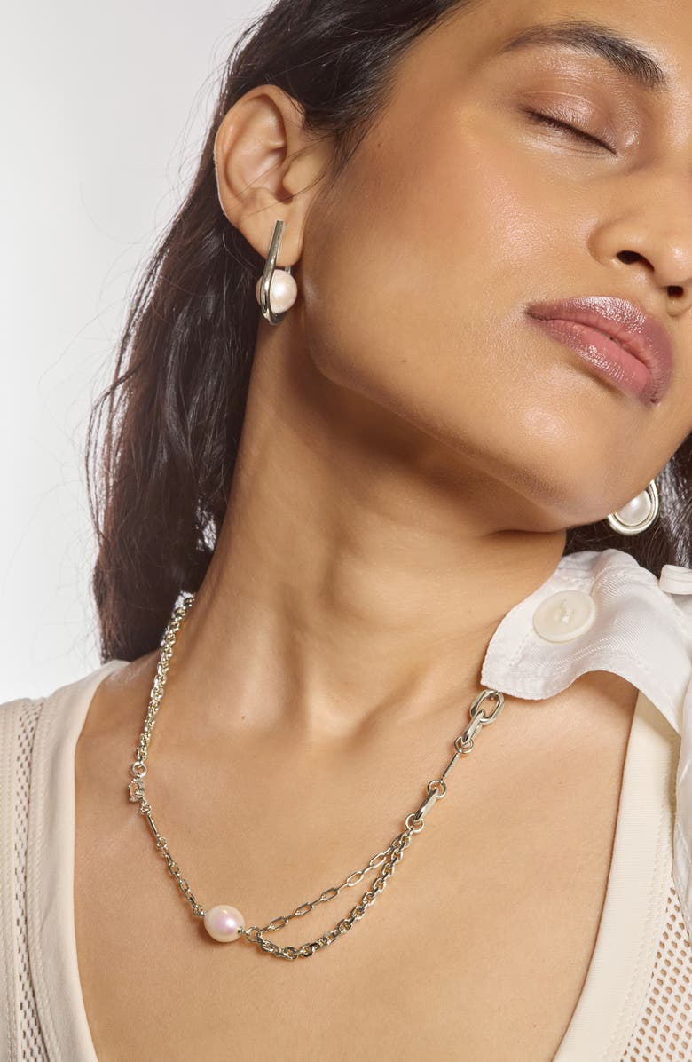 Lady Grey Sophie Freshwater Pearl Necklace, Alternate, color, Silver/Clear