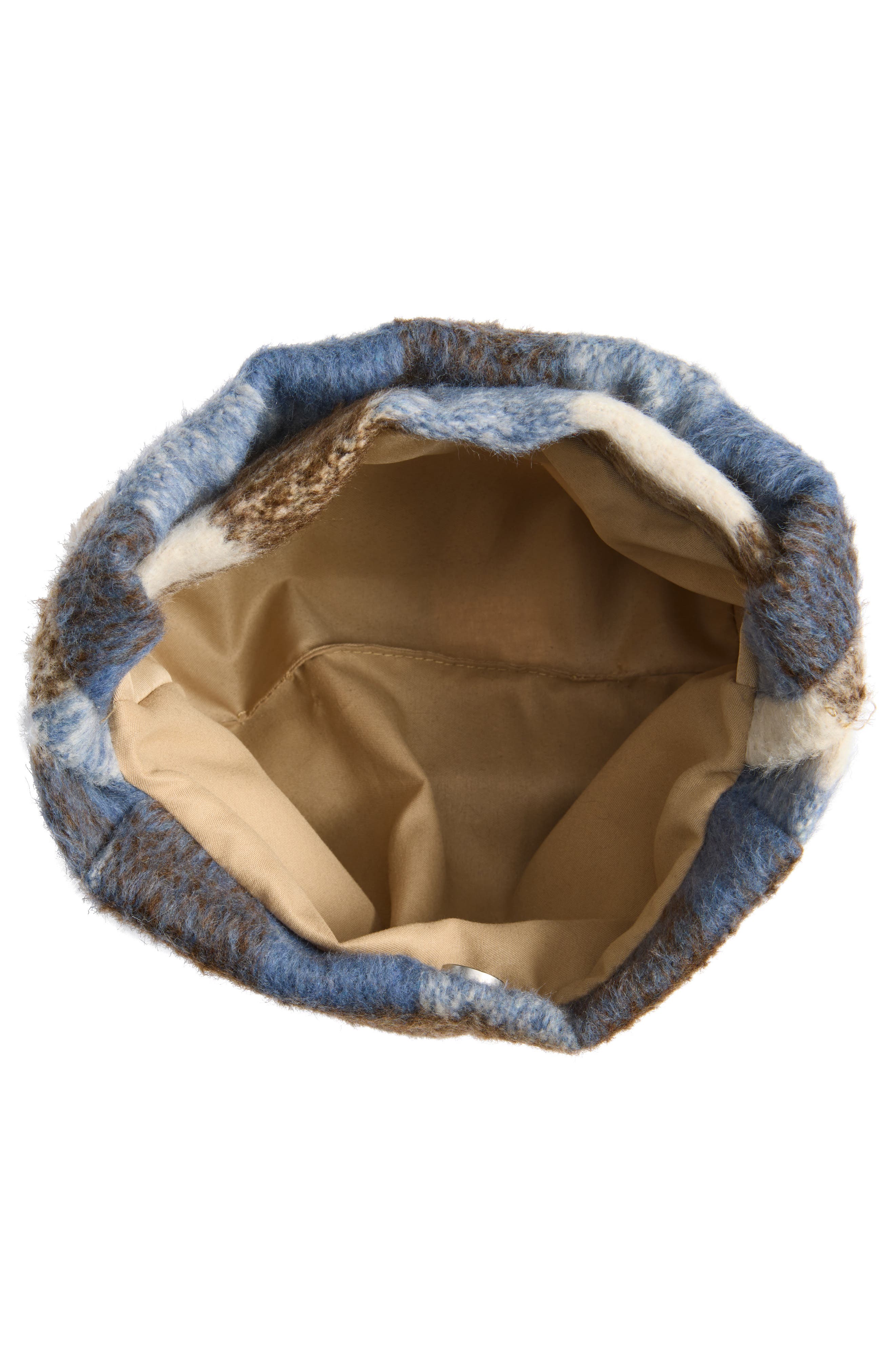 Kids' Check Fuzzy Shoulder Bag, Alternate, color, BROWN/ BLUE