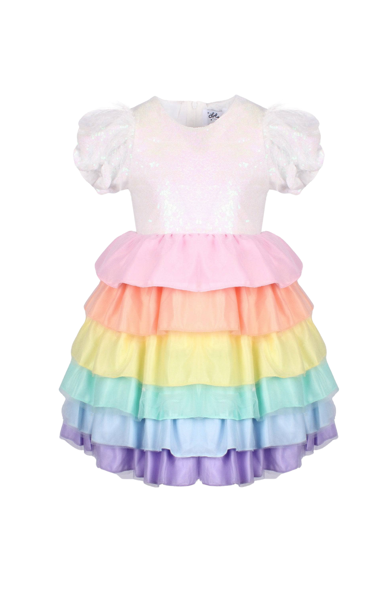 Lola + The Boys Satin Rainbow Dream Dress, Main, color, 