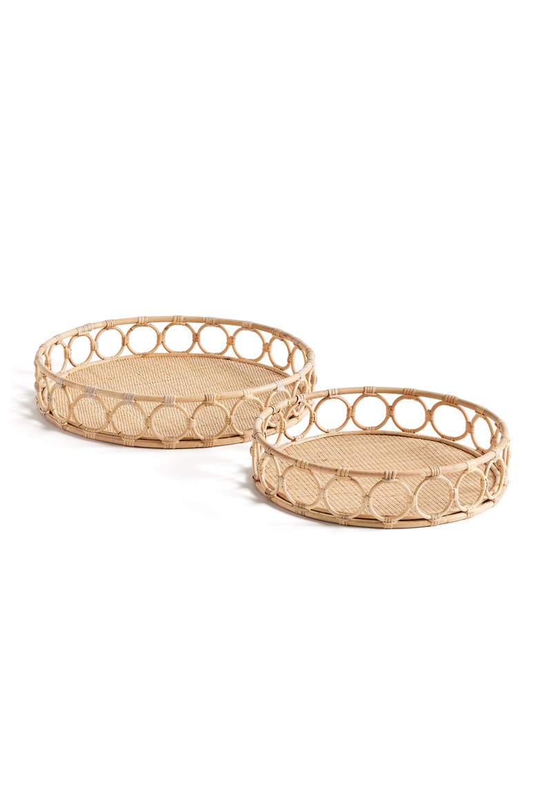Ninette Round Decorative Trays Set of 2, Main, color, Beige