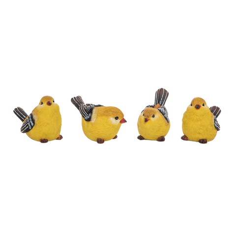 Medium Resin Yellow Goldfinch Bird Figurines Set of 4 Spring Home Decorations Decorative Objects