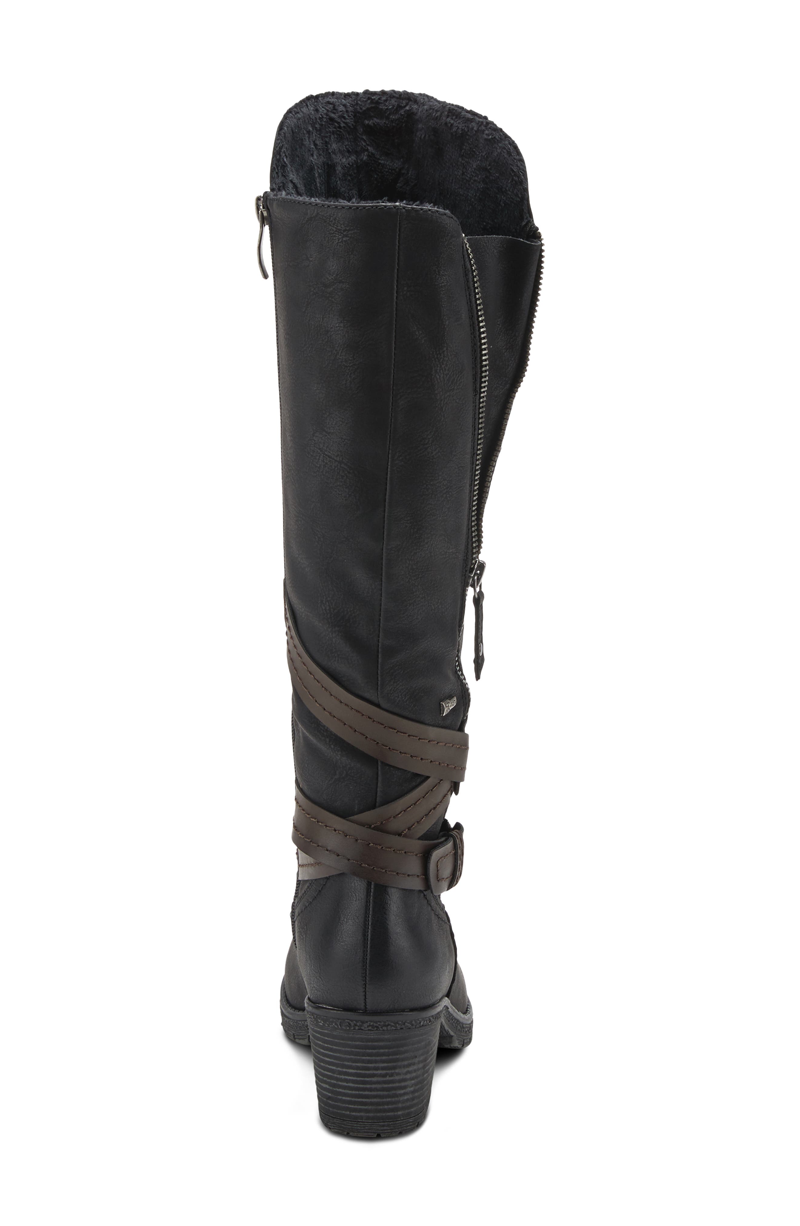 Spring Step Spring Street Gemisola Water Resistant Faux Fur Lined Knee High Boot, Alternate, color, Black Synthetic