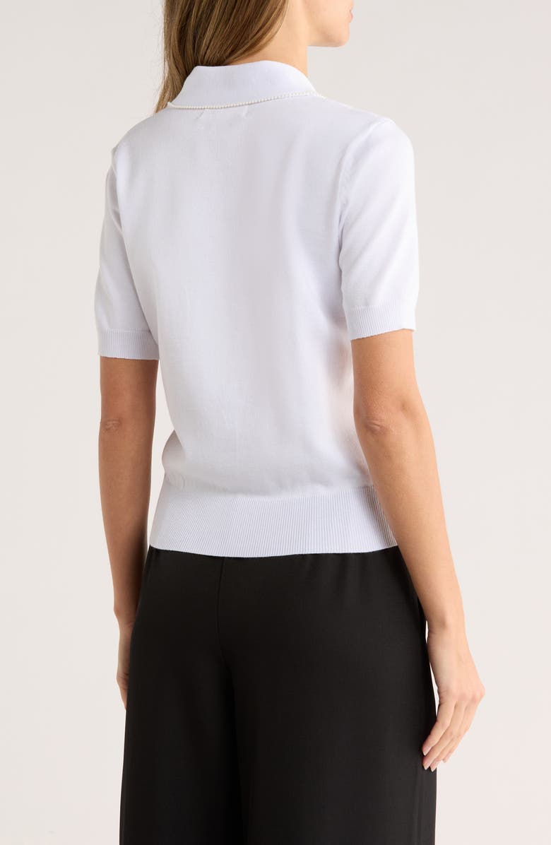 BY DESIGN Harmony Short Sleeve Tie Front Sweater, Alternate, color, White