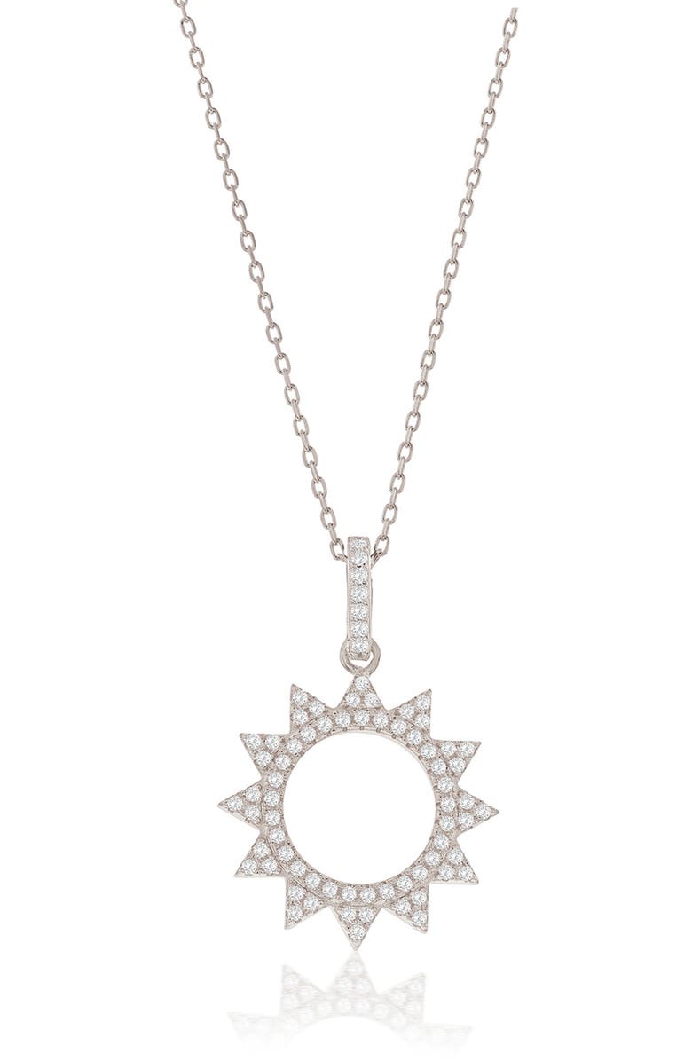 SUZY LEVIAN Cubic Zirconia Sunburst Pendant Necklace, Main, color, White